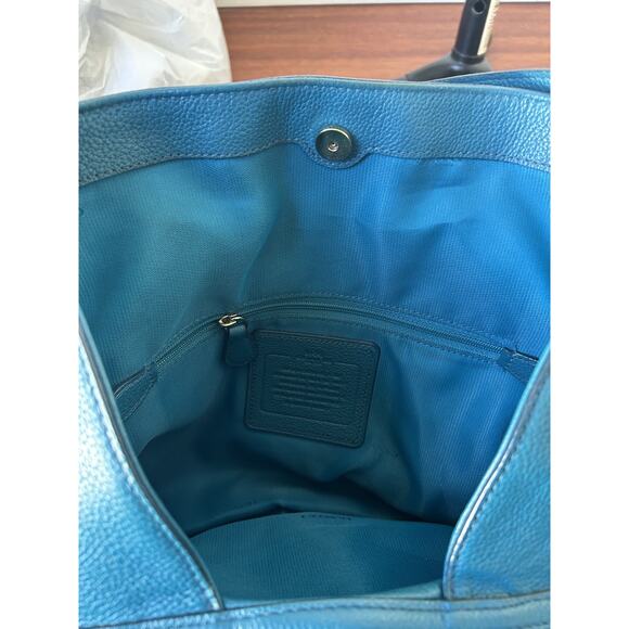 Pebbled Leather Coach Y2K Edie Hobo Shoulder Bag Blue Leather Handbag Turnlock - Picture 11 of 13